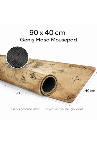 Xxl 90x40 Ölçülerinde Orta Çağ Desenli Kaymaz Mouse Pad Büyük Boy Gaming Boy 90cm X 40cm