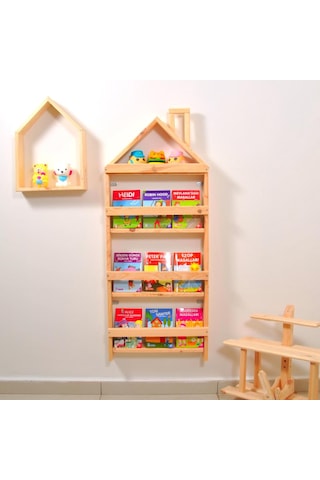 Çocuk Odası Kitaplık Raf Eğitici Montessori Mobilya Duvar Rafı