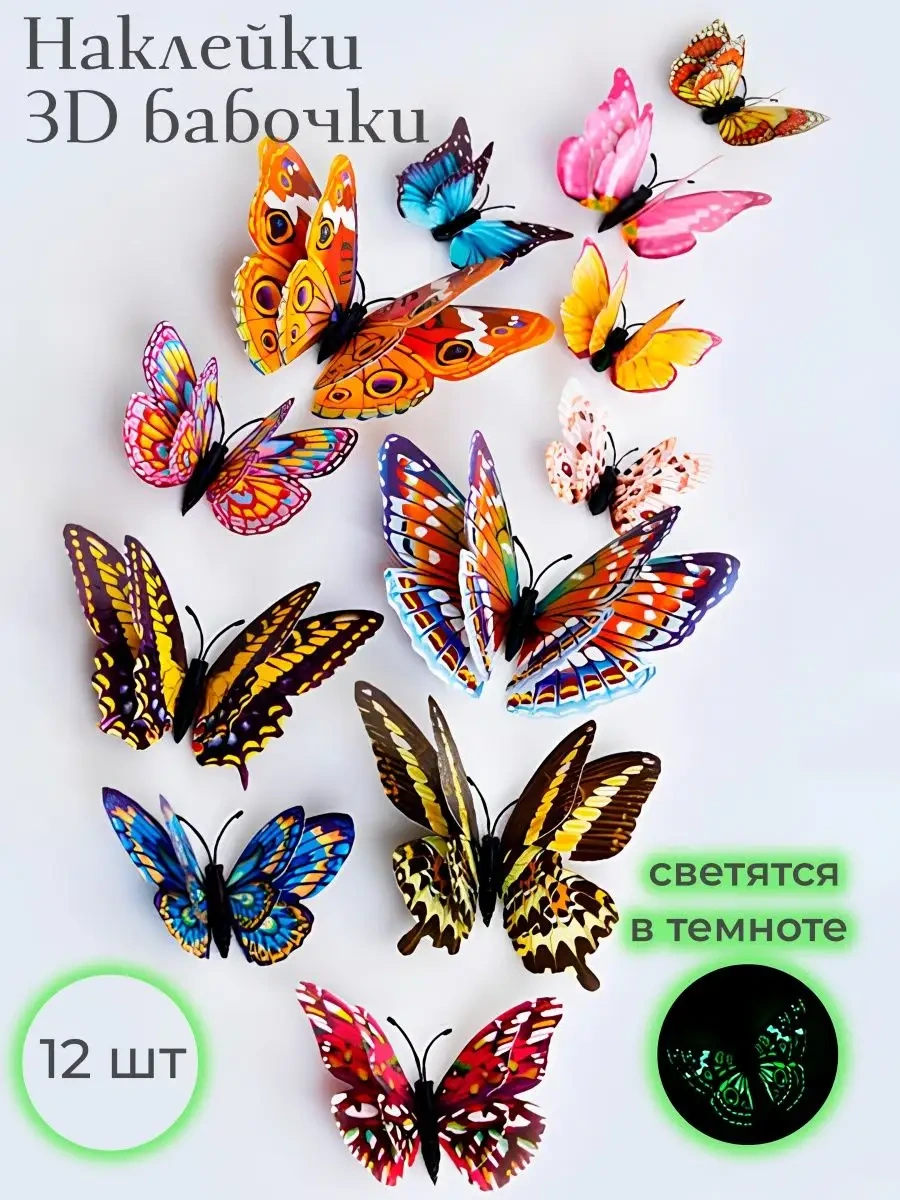 Damani Aydınlatmalı Duvar Dekoru İçin İç Mekan Çıkartmaları Kelebekler 144281132 Mavi Buz