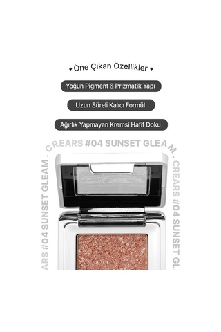 Cre'ars Mücevher Parlaklığında Yoğun Pigmentli Tekli Far Glitter Bomb Eyeshadow 04 Sunset Gleam