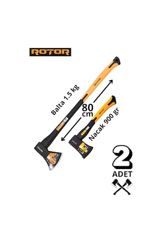 Rotor Fiber Saplı 1500gr+900gr 2 Li Balta Nacak Seti