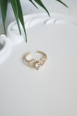 Kadın Yüzük Kalp Bağlantılı Tektaş Ayarlanabilir Yüzük Çok Renkli