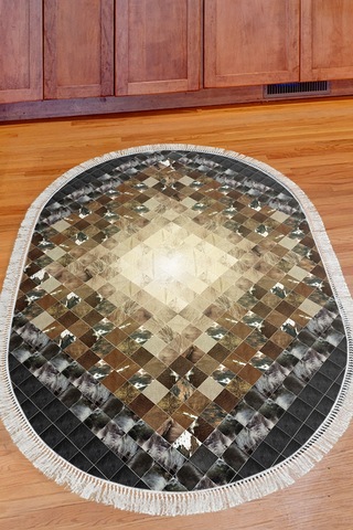 Eko Trend Djt Banyo Paspası Yıkanabilir Kaymaz Taban 759 Oval Patchwork Siyah