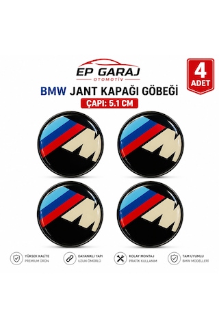 Bmw M Logo Jant Kapağı Göbeği 5.1 Cm 4 Lü Set