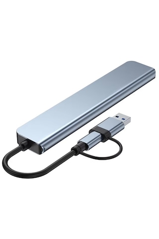 Alfais 6010 8 İn 2 Usb-c & Usb 3.0 Hub Çoklayıcı Usb, Type-c, Sd/tf Ve Aux Çevirici