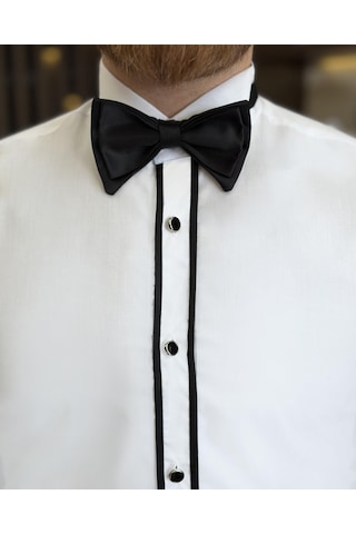 İtalyan Kesim Damatlık Slim Fit Biyeli Ata Yaka Erkek Gömlek T7216-beyaz Beyaz