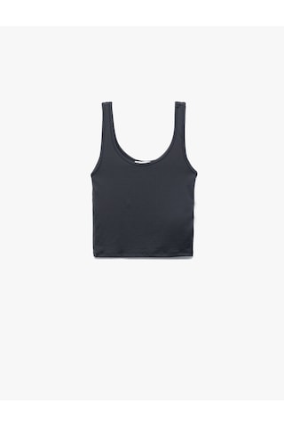 Koton U Yaka Slim Fit Kolsuz Basic Crop Bluz Lacivert 5sal30198ık Lacivert