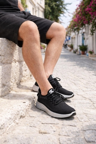 Modaonn Erkek Siyah Sneaker Spor Ayakkabı Bağcıklı Ve Lastikli Günlük Rahat Model Siyah-siyah