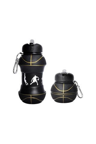 Özel Seri Pratik Matara Kamp Sulukları Silikon Şişeler Basketbol Topu Tasarımlı Akordiyon Su Şişesi Çok Renkli