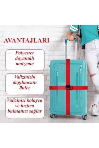 Reaktör Siyah Valiz Bavul Emniyet Kemeri 1 Adet Kırmızı