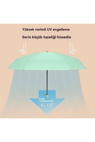 Mengtuo Bayan 8 Kemik Mini Yağmur Ve İki Kullanımlı Vinil Cep Kapsül Şemsiye Koyu Yeşil Koyu Yeşil Xk Koyu Yeşil