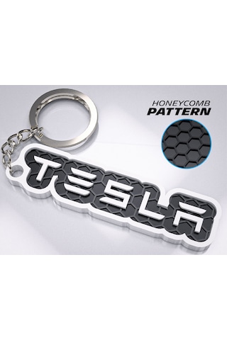 Markanıza Özel Petek Desenli Tesla Yazılı 3d Anahtarlık