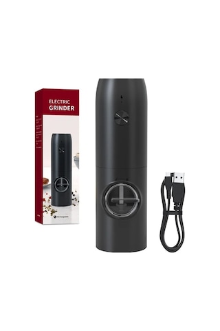 Jialan Taşınabilir Şarj Edilebilir Elektrikli Tuz Biber Değirmeni Siyah