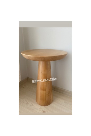 Ihlamur Wood Design Tek Adet Vernikli Mantar Sehpa Ahşap