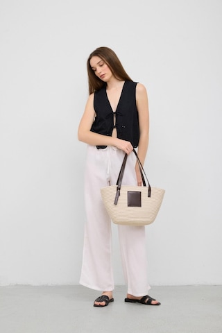 Shule Bags Vittoria Handmade Hasır Çanta Krem Krem