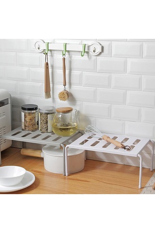 Jeemson Beyaz Genişletilebilir Sulama Delikli Depolama Rafı - Mutfak/banyo Çerezlik Organizer 40.5-68cm Beyaz