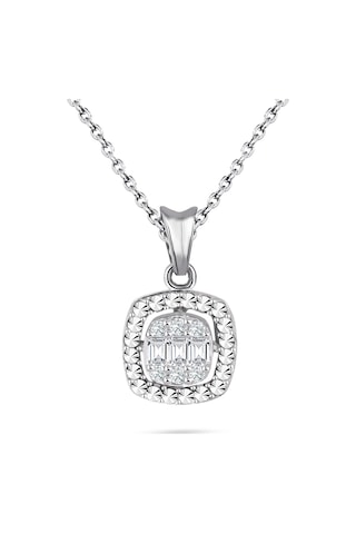Modern Tasarım 0.08 Ct Baget Kare Tektaş Kolye