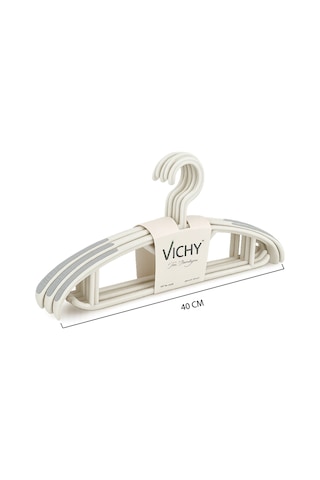 Vichy 5 Li Kaymaz Yüzeyli Askı 40 Cm Krem Renk Elbise & Gömlek Askısı Vch-7024 Açık Bej
