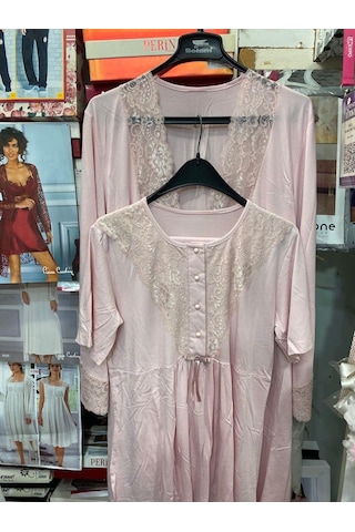 Nehir 2036 Pudra Hamile Lohusa 3lü Pijama Sabahlık Takım