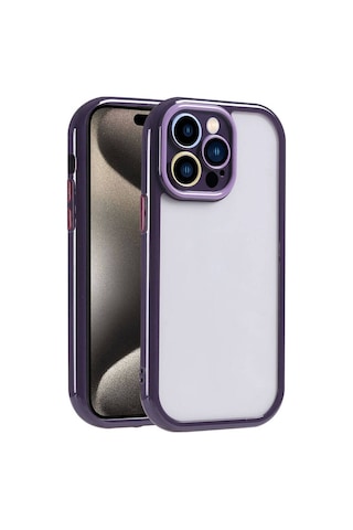 Apple Uyumlu iPhone 15 Pro Max Kılıf Kamera Korumalı Renkli Kenar Ve Çerçeve Tasarımlı Zore Vitamin Kapak Derin Mor
