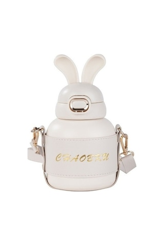 Didadodo Sevimli Tavşan Bardağı - Pembe Kulaklı Su Şişesi - Zq Pembe, Küçük Baskılı Pembe