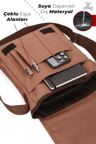 Newish Polo Kanvas Kumaş Postacı Erkek Çantası-dik Model Siyah