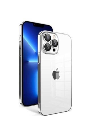 Apple Uyumlu iPhone 12 Pro Kılıf Kamera Korumalı Renkli Çerçeveli Zore Garaj Kapak Gümüş