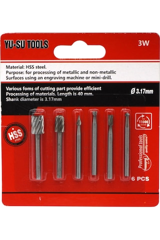 Gravür Oyma Freze Ucu Seti Hss 6 Parça Dremel  Uyumlu