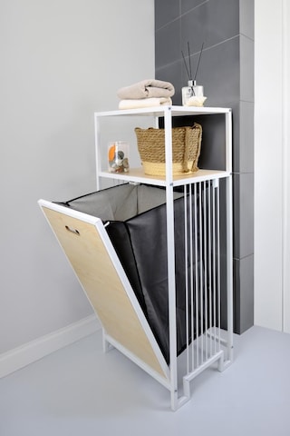 Digithome Metal Kirli Sepetli 2 Raflı Çok Amaçlı Banyo Düzenleyici Raf Organizer Akçaağaç Mrs-006 C1-1-369 Kahverengi