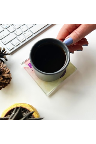 Cam Bardak Altlığı Burçlar - Başak Burcu 4'lü Takım 10cm X Beyaz