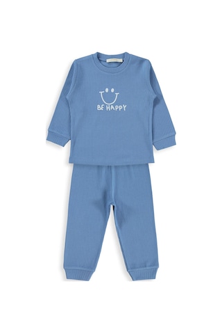 Minidamla Baby Minidamla Gülen Yüz Baskılı 1-6 Yaş Pijama Takımı - Yeşil Petrol