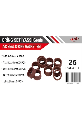 Oring Seti Yassı Fransız Renault Dacia 25 Parça Klima O-ring Seti O-ring Seti Yassı Double O-ring