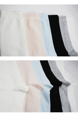 Kadın Çok Renkli Düz Soket Pamuklu Çorap 6'lı Paket Çok Renkli