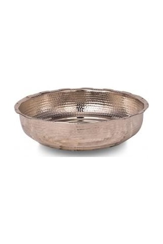 Turna Bakır Kurnacı Hamam Tası 18 CM Makine İşleme Nikel Turna40 Gümüş