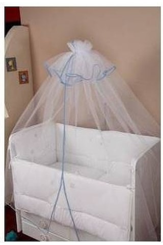 Hugoy Bebek beşik cibinliği ve demiri, cibinlik ince mavi