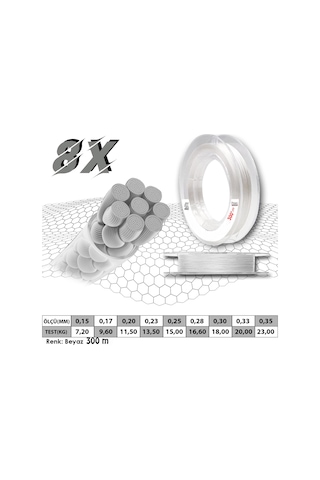 Mercan Platinum Pe 8X Örgü İp 300 M Beyaz Misina