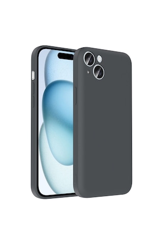 Apple Uyumlu iPhone 15 Plus Kılıf Kamera Korumalı Kartlık Hazneli Zore Vitra Kapak Gri