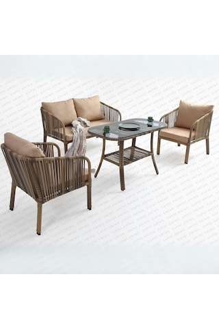 Capri Swing Artemis İkili Rattan Balkon Bahçe Takımı Açık Kahve