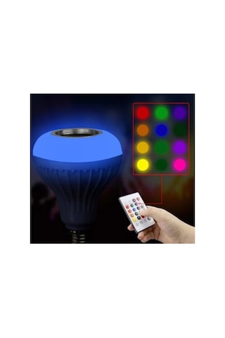 Bluetooth Hoparlörlü Kumandalı Rgb Akıllı Led Ampul 16 Renk Ampule Takılan Ses Bombası Çok Renkli Diğer
