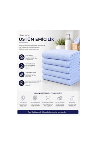 6 Lı Otel El Yüz Havlusu Pamuklu Beyaz 50x85 Cm Newcotton 11