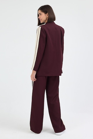 Diemmood Kadın Yan Şerit Detaylı Oversize Blazer Ceket & Palazzo Mürdüm Takım Mor