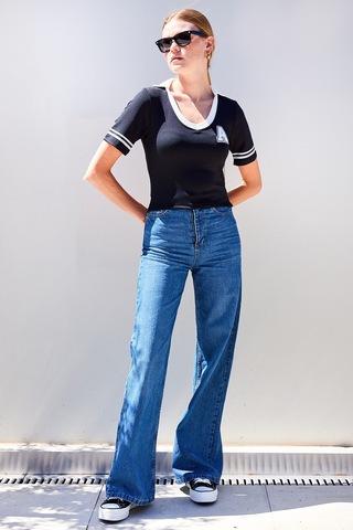 Bigdart 4320 Polo Yaka Basic Triko Bluz - Siyah 001