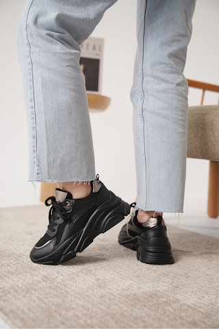 D383 Günlük Ortopedik Kadın Sneaker Spor Ayakkabı Siyah