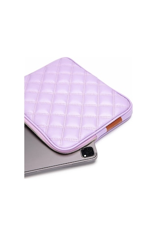 Apple Uyumlu - Unisex iPad Air Pro & Matepad Galaxy Tablet Kılıfı 11" Deri Kapitone -lila