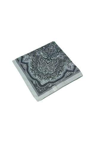 Mim Eşarp Mısırlı Eşarpları Büyük Boy Etnik Desenli Eşarp 120x120 Cm Gri
