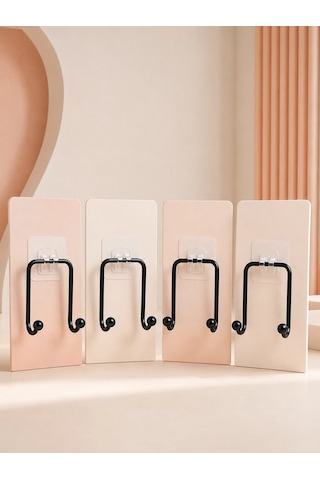 4'lü Yapışkanlı Askı Seti Mutfak Banyo Ve Ev İçin Duvar Askısı Renkli