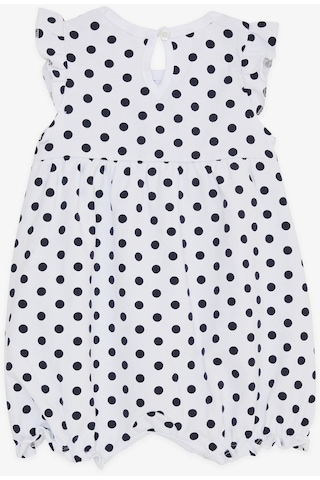 Breeze Kız Bebek Kısa Tulum Puantiyeli Fiyonklu 4 Ay-1.5 Yaş, Beyaz-Beyaz