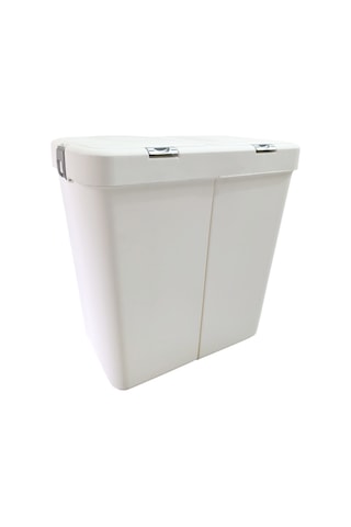 Gümüş Ikili Dokunmatik Çamaşır Sepeti Çöp Kovası Temizlik Kovası Kirli Sepet 80 Litre-mt009