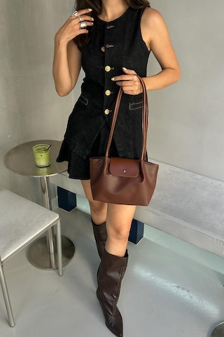 Lior Kapaklı Omuz Çanta Fındık Kabuğu Kahverengi - Altın