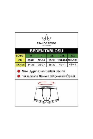 Franco Renzo Erkek 3 Lü Premium Kutu Likralı Boxer Hardal - Haki - Kırmızı